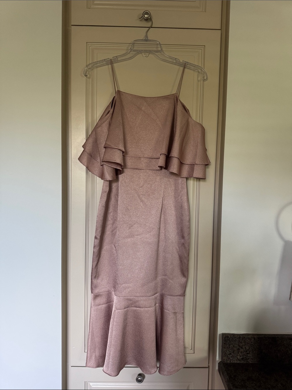 Aqua Dusty Pink Ruffle Midi Dress